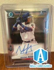 2021 Bowman Chrome Maximo Acosta 1st Auto Rangers Prospect CPA-MA